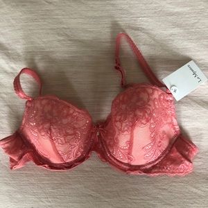 Le Mystere pink lace padded bra, size 36c (NWT)